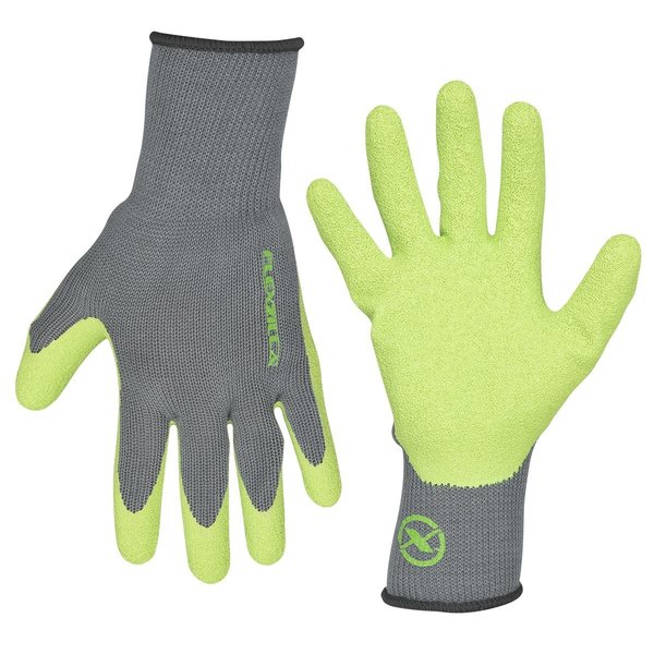 Legacy Flexzilla? Crinkle Latex Dip Gloves, Gray/ZillaGreen?, L GC240L